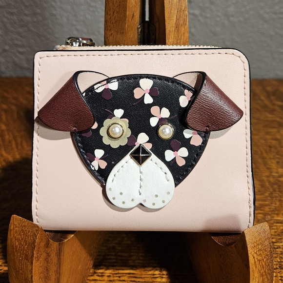 Kate Spade Floral Pup Small L Zip Wallet